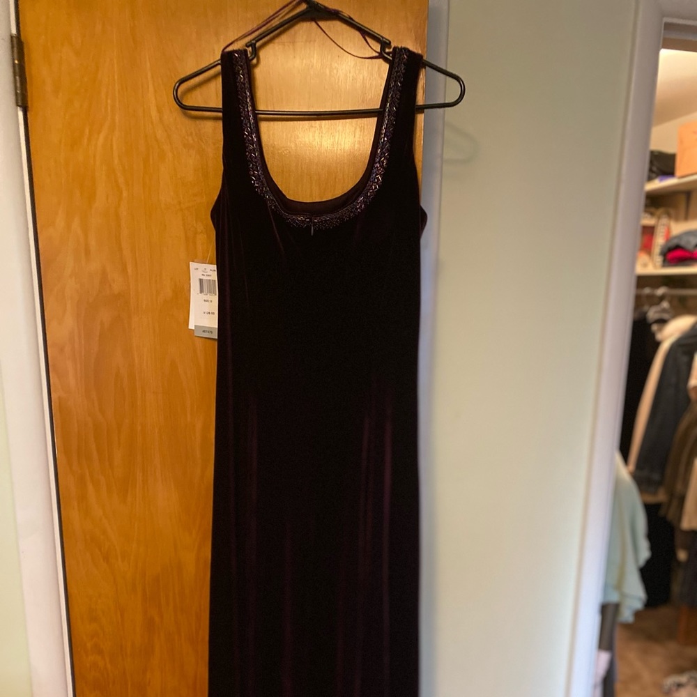 Plum velvet formal gown